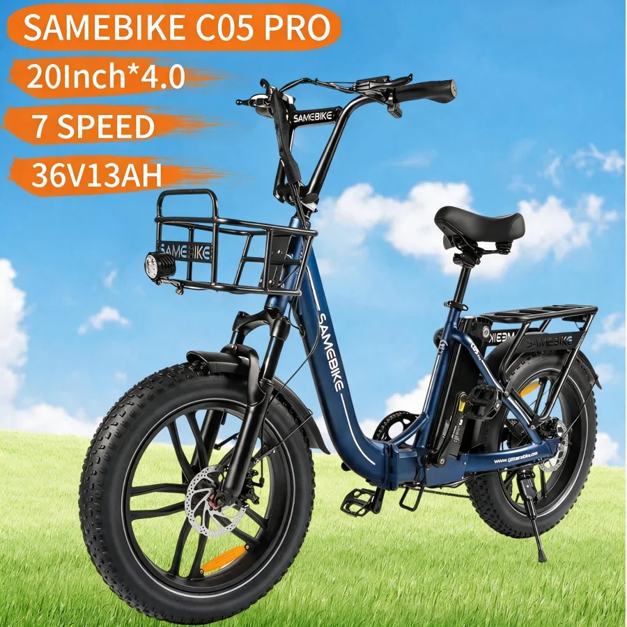 Image of Samebike C05 Pro Faltbares Elektrofahrrad für Erwachsene, Mountainbike mit 36V 13Ah herausnehmbarem Akku, 20' X 4.0 Fat E-Bike