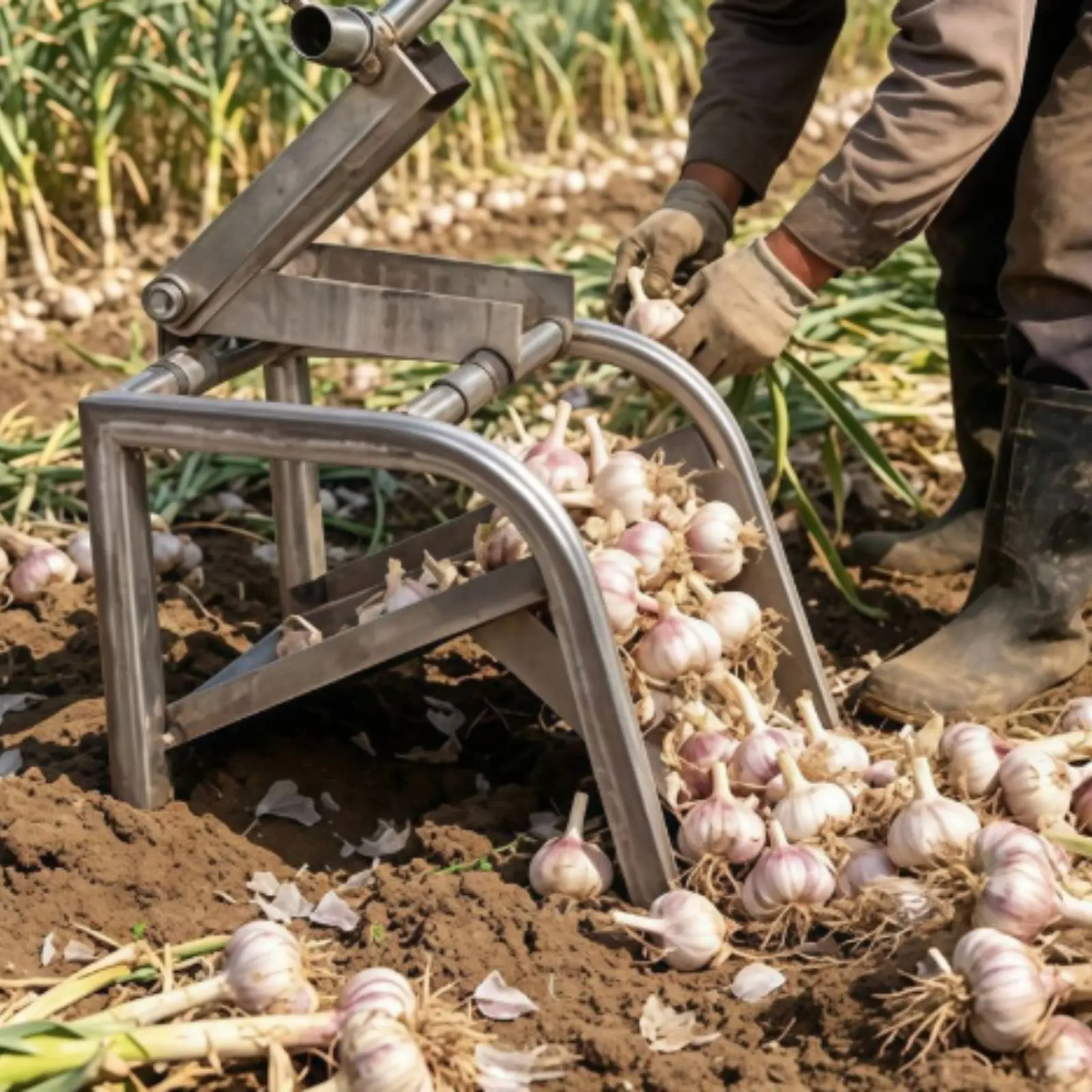 Double Blade Garlic Root Cutter Metal Garlic Chopping Device Garden Crop Cutting Tool Multi-Function Sturdy for Farmers Farmland
