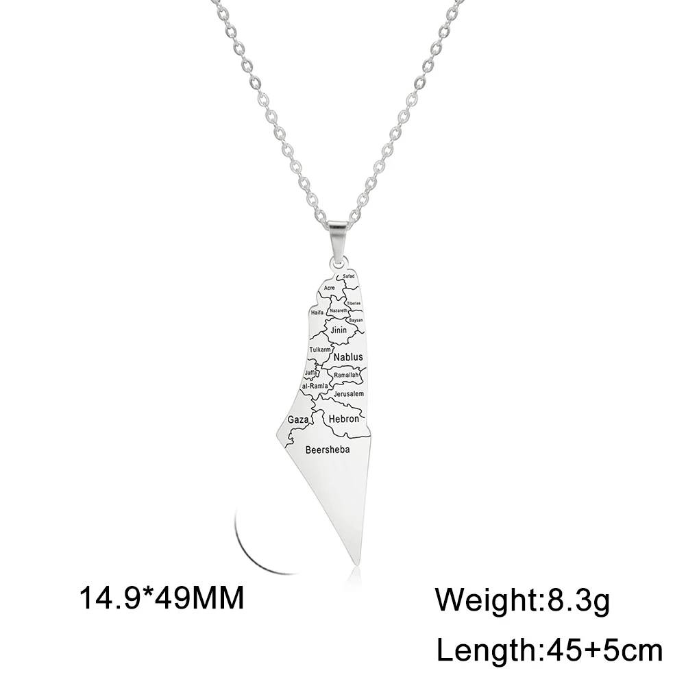 Vintage Map Pendant Necklace Fashion Rural Geography Stainless Steel Chain Necklace Women and Men\'s Engagement Gift Jewelry