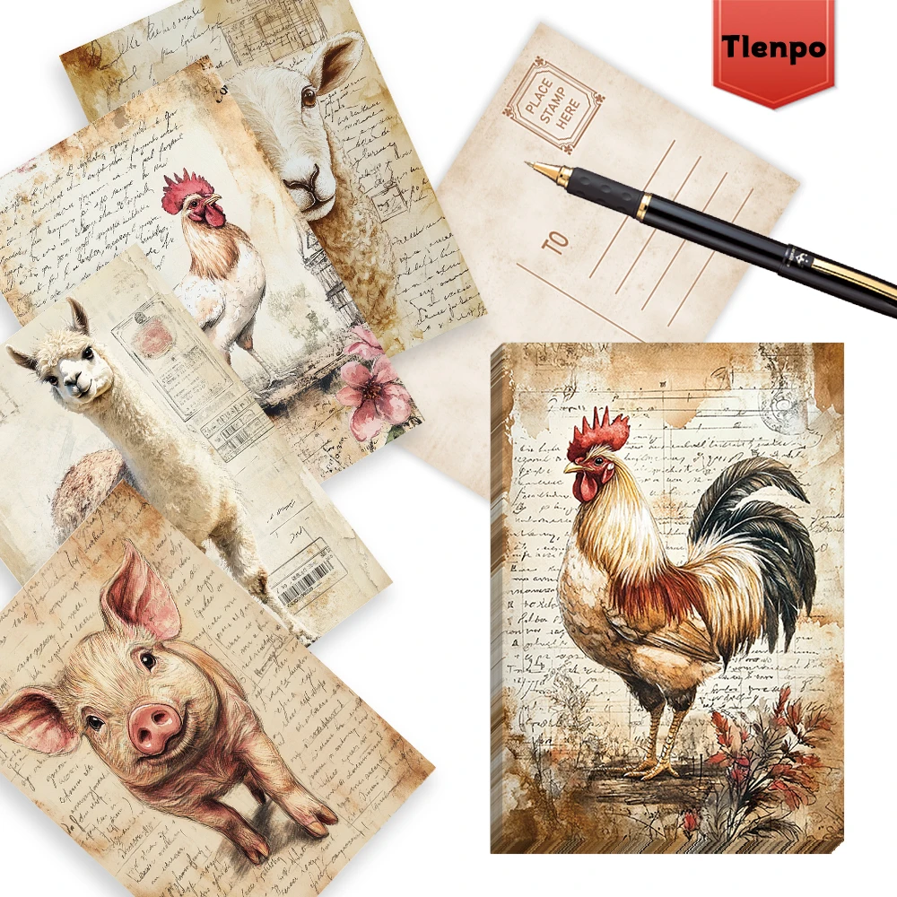 32 Stück, ländliche Retro-Postkarte, Tierkollektion, Geburtstags-/Jahrestagsgeschenk, Sammlerstück, geeignet zum Verschenken, kann per Post verschickt werden