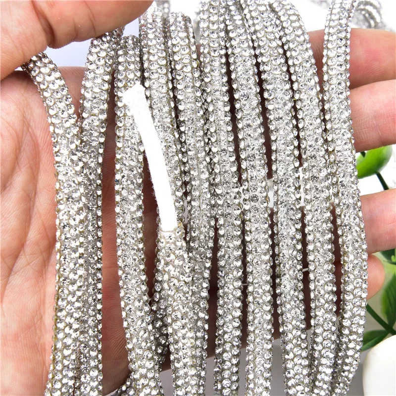 Gęste szkło Kryształ Strass Rhinestone Aplikacja Pasek Sznurek Wykończenie DIY Sukienka Talia Sznurowadła Ubrania Bluza Sznurek Spinka do włosów — zdjęcie 2