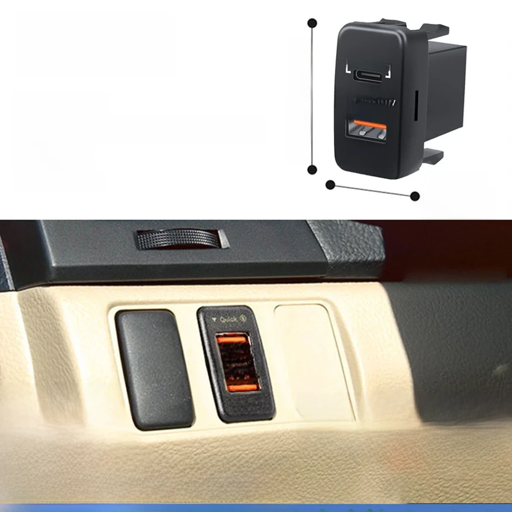 12V-24V Adapter gniazda ładowarki samochodowej Podwójne porty USB Gniazdo szybkiej ładowarki z wyświetlaczem napięcia dla Toyota Auto Akcesoria 40X22mm — zdjęcie 2