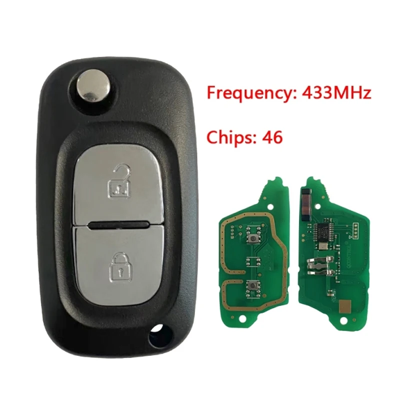 

CN010071 Aftermarket Remote Control For R-enault ID46 Chip 433MHZ Replacement Car Key With Logo