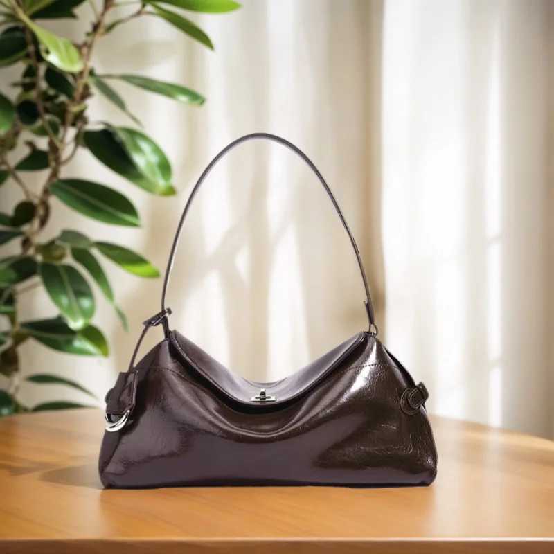 

Gorfia new simple design genuine leather women's handbag metal buckle leather ornament tote bag shoulder bag travel