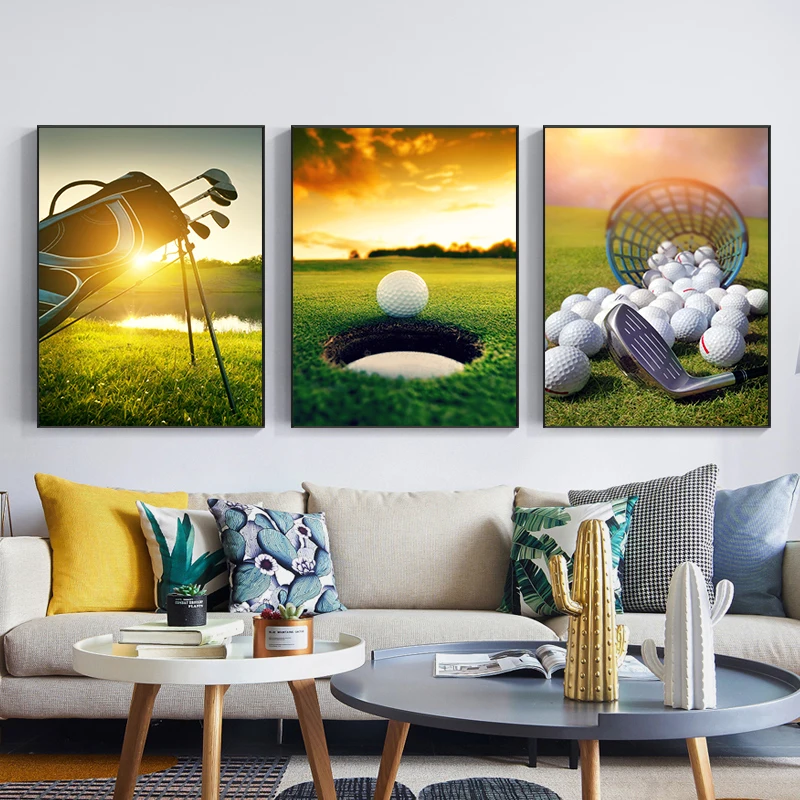 Sport Golf Club Golf Course HD Pictures Landscape Canvas Painting Wall Art Green Grass Posters and Prints Gym Wall Decoration