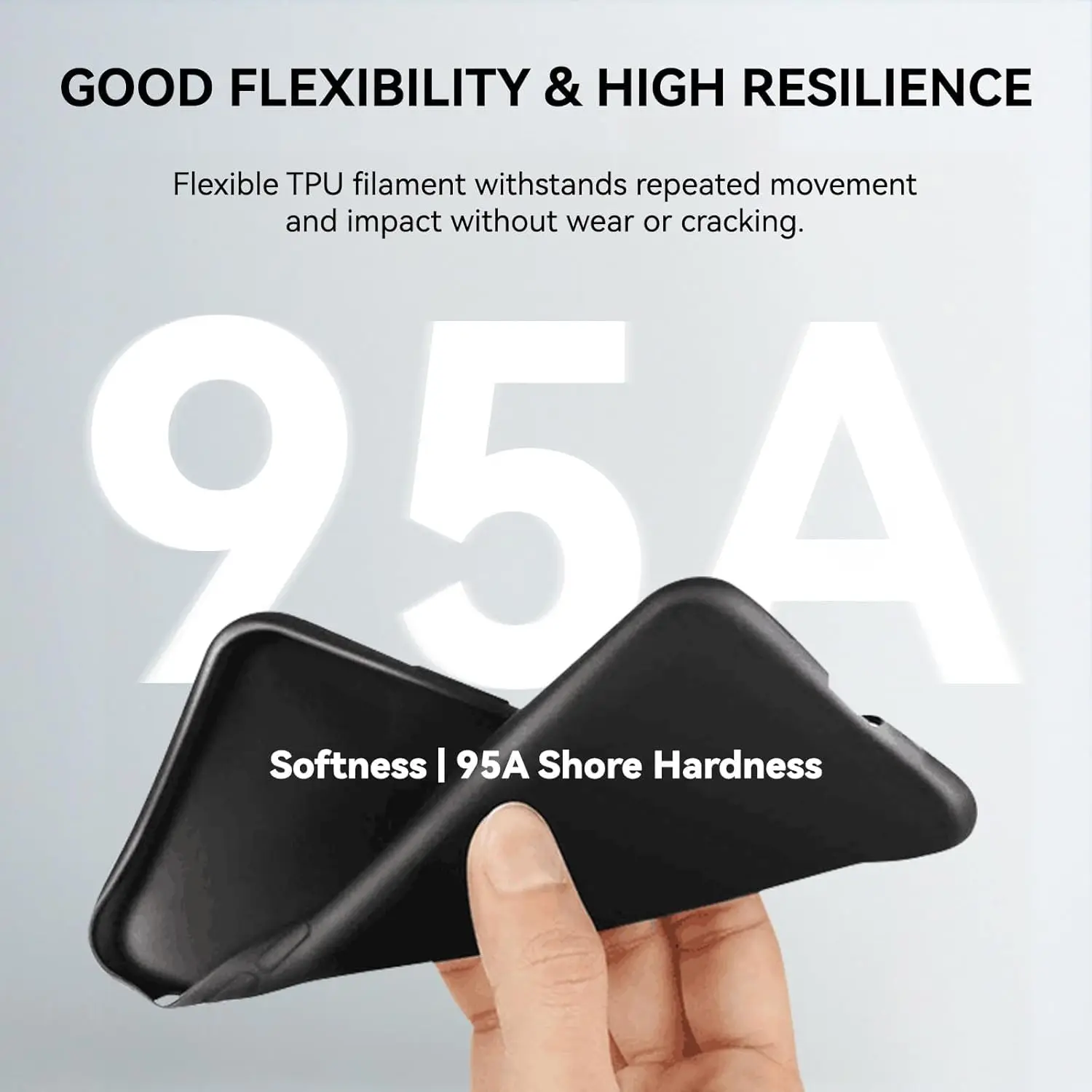 Black TPU Filament 1.75mm Flexible 3D Printer Filament with Shore Hardness 95A Strong Elasticity And Abrasion Resistance 250G