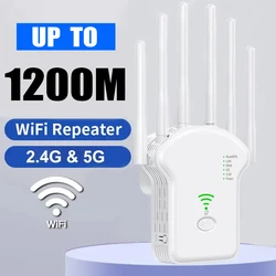 1200Mbps Wireless WiFi Repeater WiFi Signal Repeater Dual-Band 2.4G 5G WiFi Extender Antenna Network Amplifier WPS Router