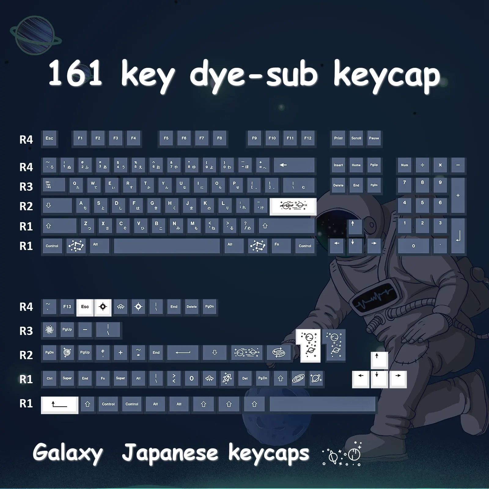 GMK Galaxy Keycaps, 161 KEY PBT Keycaps Cherry Profile DYE-SUB Spersonalizowane klawisze GMK do klawiatury mechanicznej