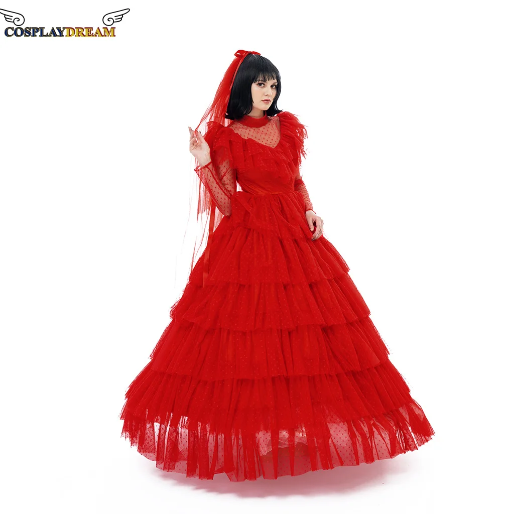 Beetlejuice Lydia Deetz Costume Lydia Deetz Red Wedding Dress Costume Halloween Costume Fancy Dress for women