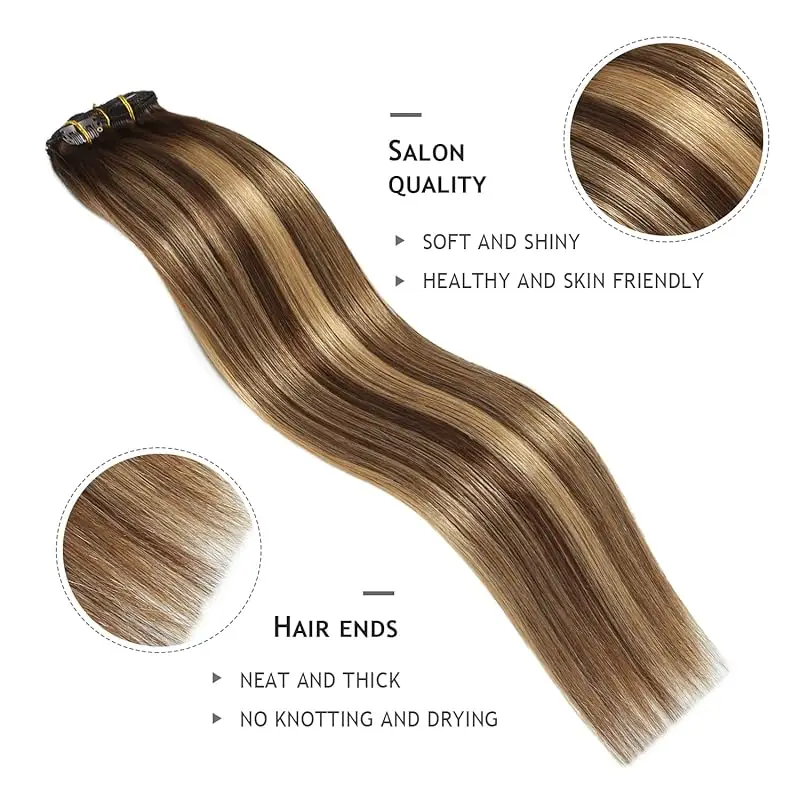 Straight Clip In Hair Extension Human Hair 120G Straight Clip In Extension Full Head Brazilian Clip Hair Extension For Women