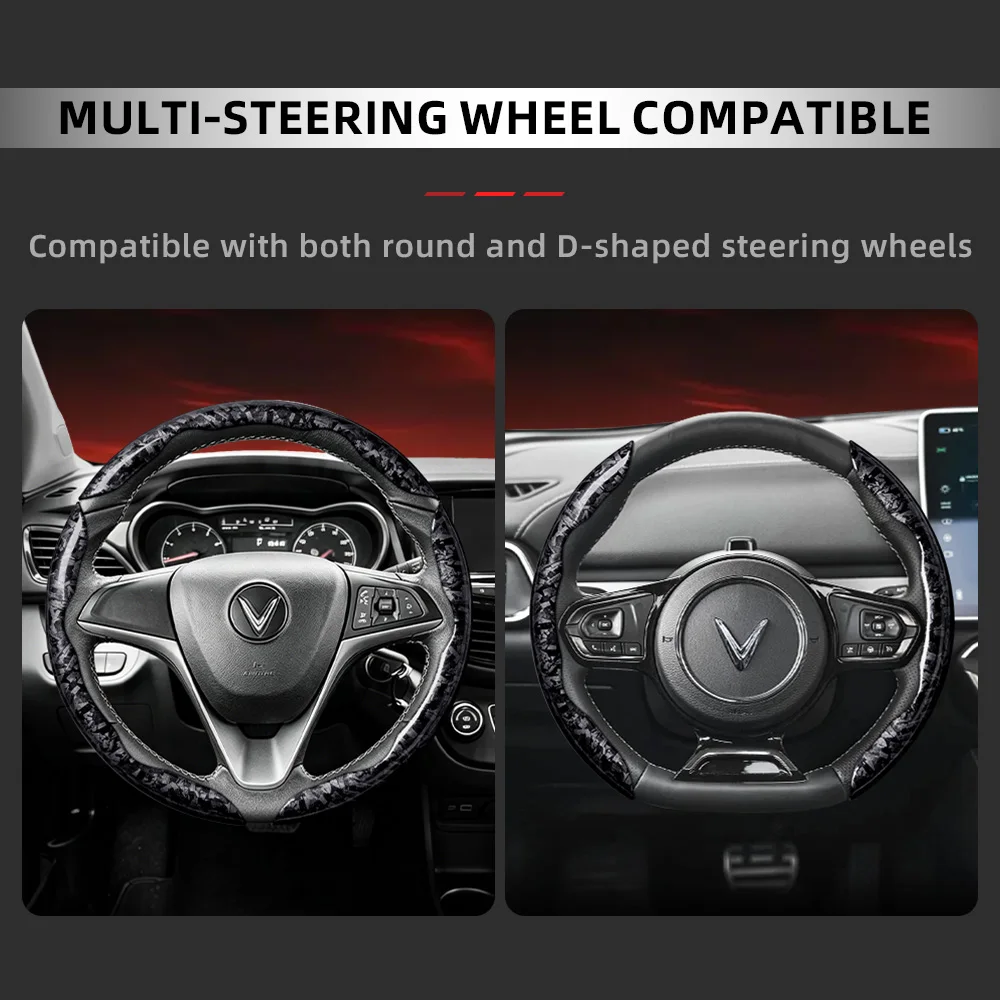 Suitable for Vinfast Forged Carbon Fiber Texture Steering Wheel Cover, Protective and Durable Snap-On Quick Installation Vf 3 5 6 7 E34 8 9 Herio Limo Green Black Red Gold Car Accessories