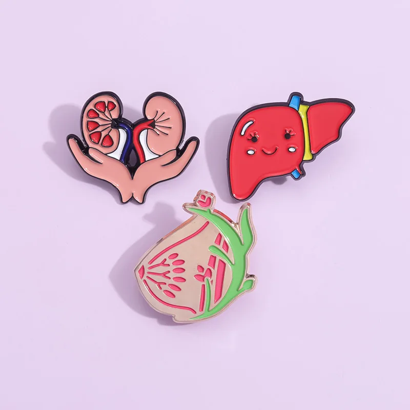 Creative Cartoon Medical Organ Series Enamel Brooch Kidney Lung Breast Lapel Pin Badge Backpack Clothing Hat Accessories