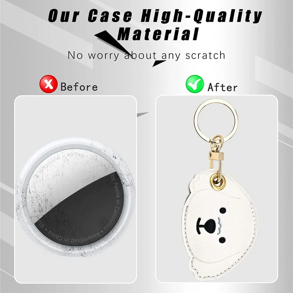 Airtag Leather Keychain Holder with Hand Straps, Airtag  Hand Straps Case Anti-Scratch Key Chain for Air Tags, Accessories