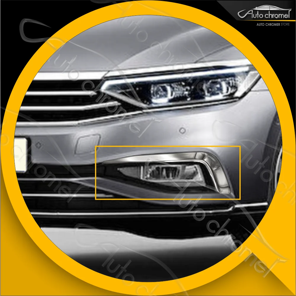 For Vw Passat B8.5 Chrome Fog Light Frame Stainless Steel Car Accessories Automobile External Pieces Highline Trendline TSI TDI