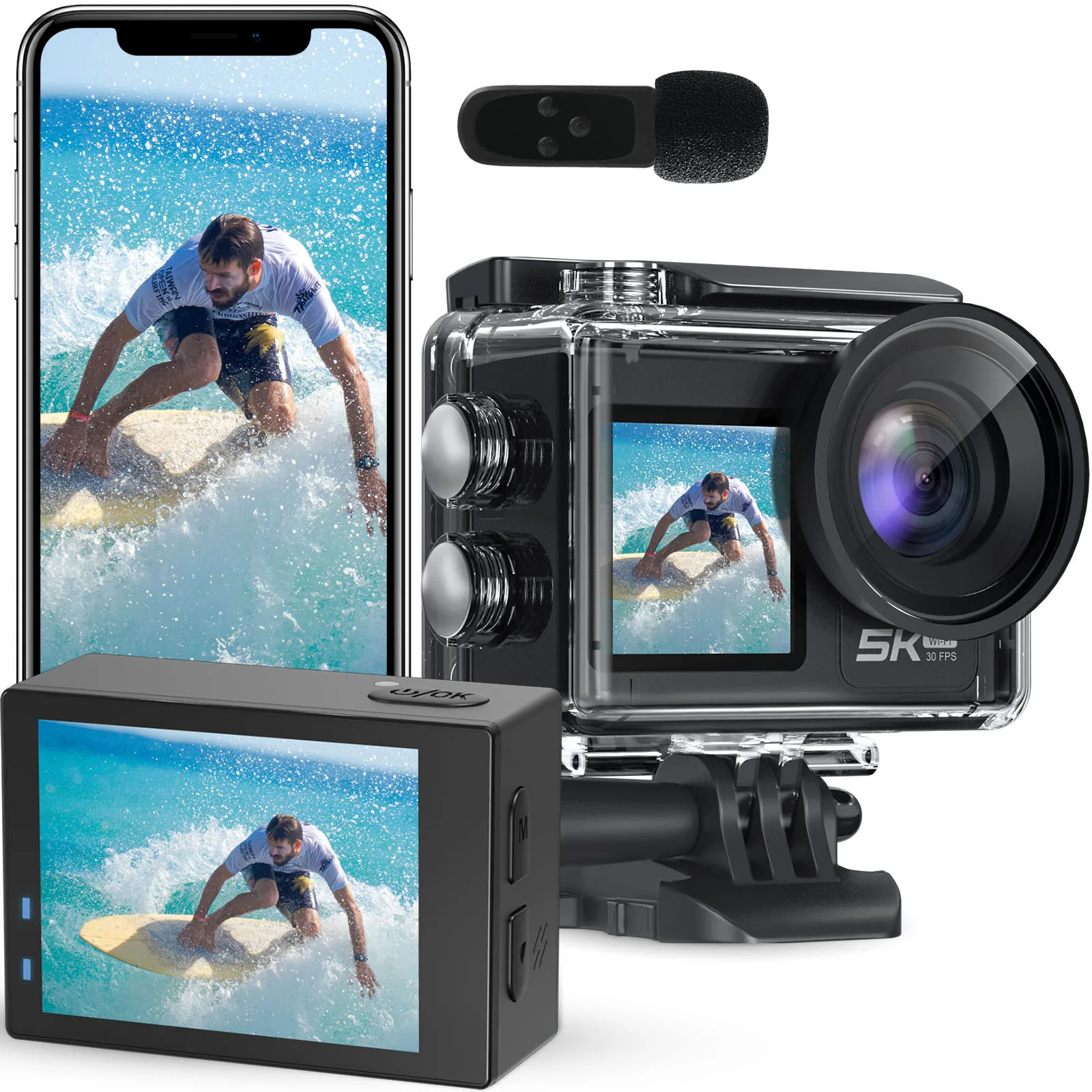 Haiita Ultra HD 5K/30fps Action Camera 2.0 Inch Screen WIFI Remote View Machine Outdoor Cycling And Diving Mini Sports Camera DV