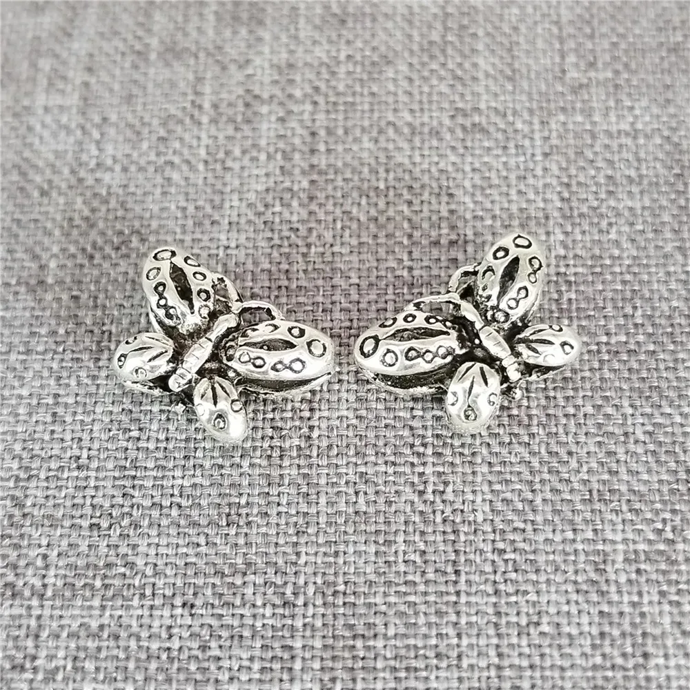 

4pcs of 925 Sterling Silver Butterfly Beads 2-Sided Garden Spacer for Bracelet Necklace