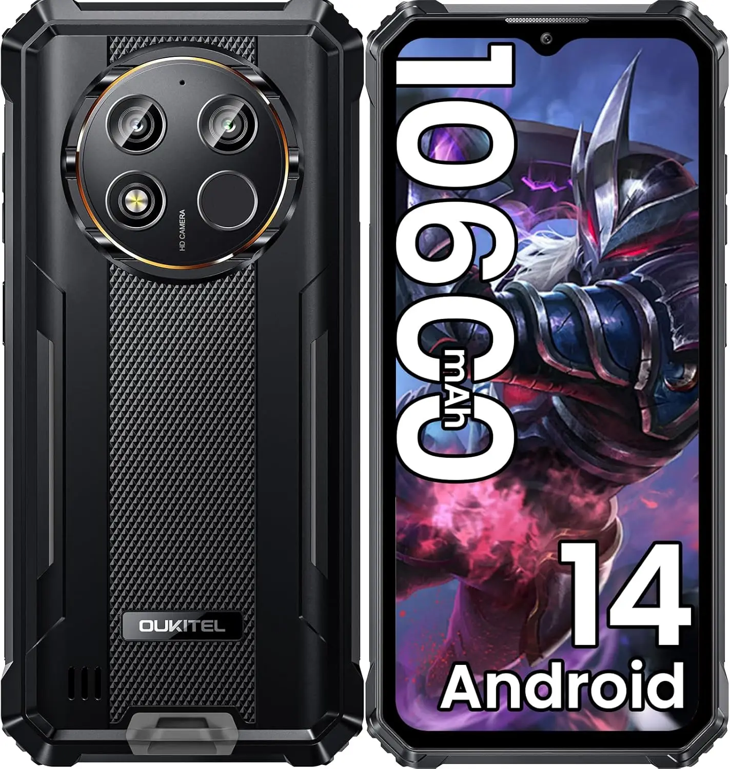 OUKITEL WP28E Rugged Phone Unlocked, 64GB ROM/TF 1TB,10600mAh Battery Cell Phone, 6.52" Screen Smartphone, 13MP Camera, 4G Dual