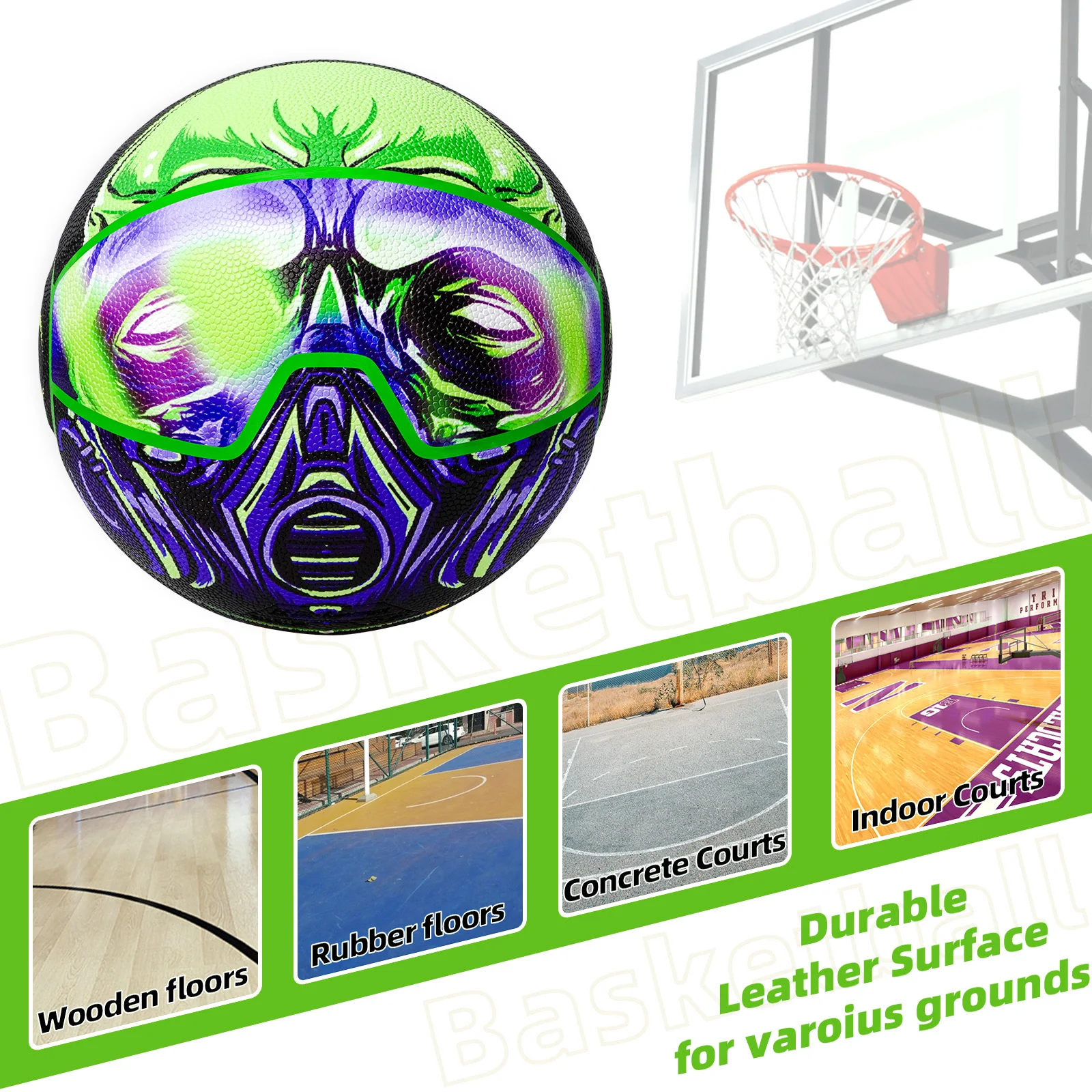 Kuangmi Unique Street Basketball, Men's Official Size 7 29.5 inches, Suitable for Outdoor and Indoor Basketball Games,KMbb608AA