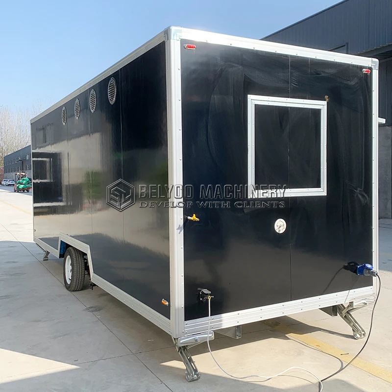 

Belyoo Высококачественный заводской прицеп для еды, караван, популярный грузовик для уличной еды, тележка для мороженого, фургон для фаст-фуда на продажу