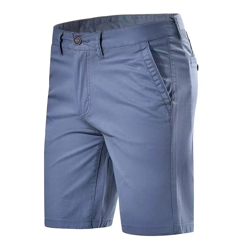 Summer Cotton Male Luxury Casual Solid Business Social Men Beach Short Stretch Chino Classic Fit Shorts