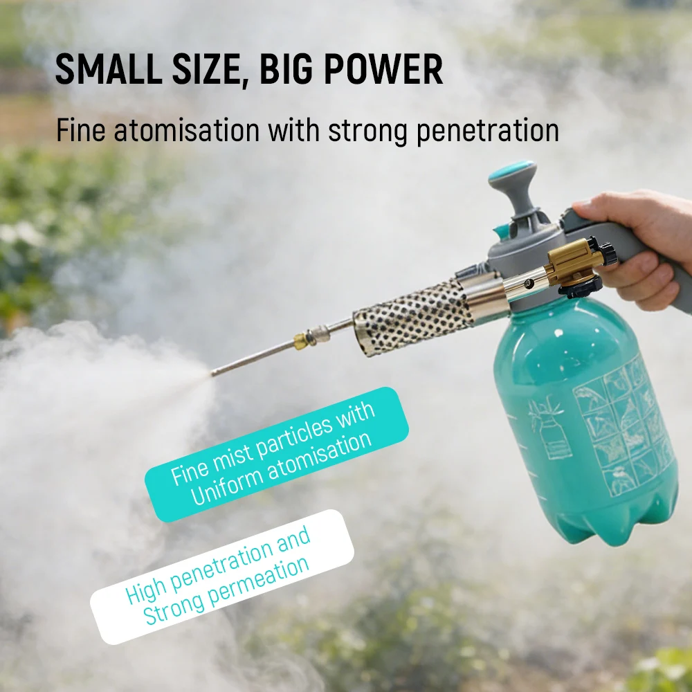 2L Portable Thermal Fogger Handheld Sprayer Pressure Fine Mist Atomizer for Garden Pest Control Sewer Disinfection Sterilization