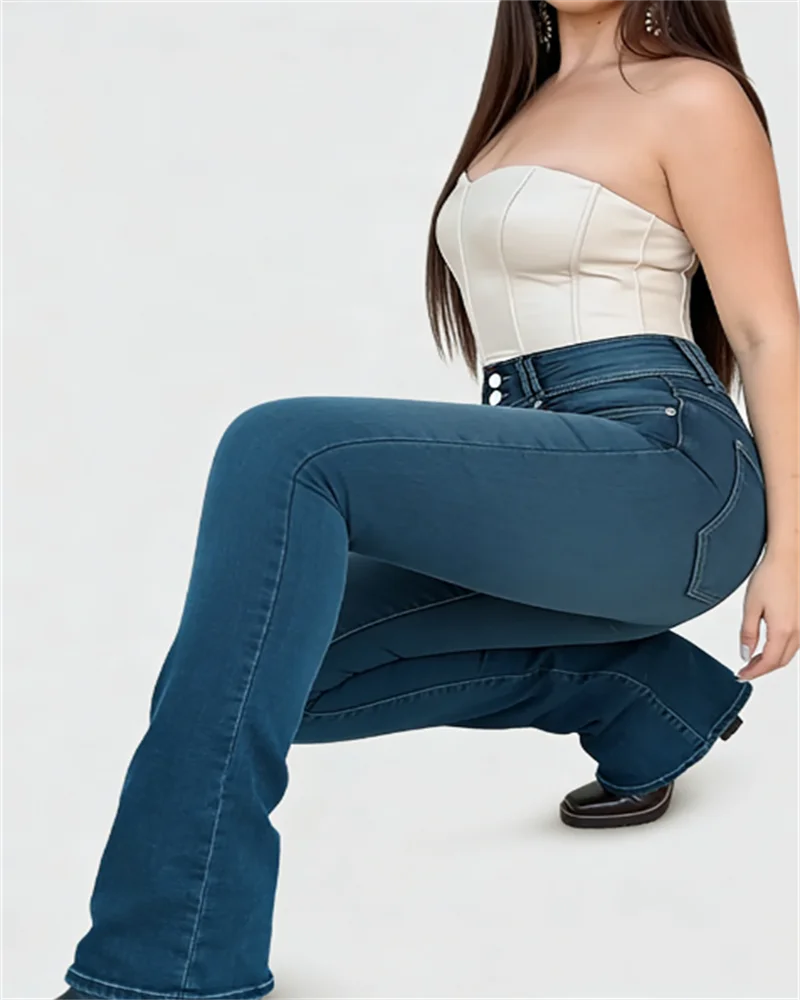 Women's Jeans Butt Lifting High Waist Tummy Control Bootcut Jeans  Hip-Lifting