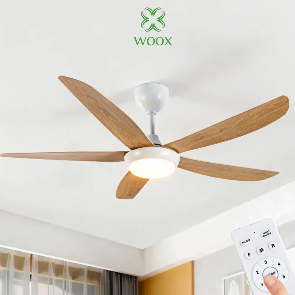 Ventilador de techo WOOX Super Big de 5 aspas con luz 54",control remoto,6velocidades aspas de ABS, motor DC… — oferta en AliExpress