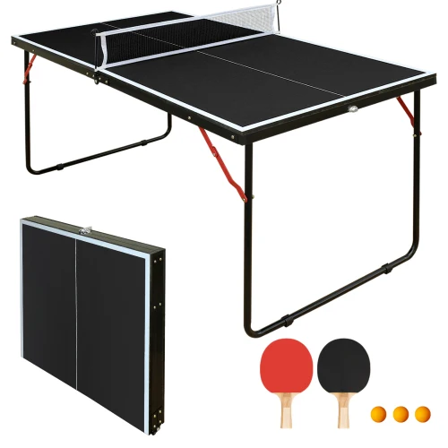 1,37m Opklapbare Tafeltennistafel Draagbare Ping Pong Complete Set voor Binnen en Buiten Thuis Recreatie Gemakkelijk op te bergen