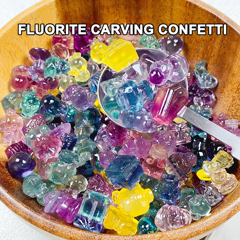 

10-15pcs Fluorite Carving Confetti Crystal Quartz Home Decoration Jewelry Diy Accessories