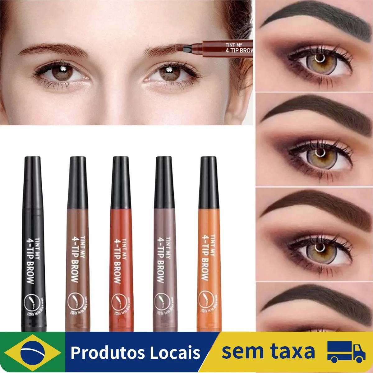 Caneta de Sobrancelha Microblading /Tatuagem em 4 Cores para Maquiagem / Lápis de Sobrancelha