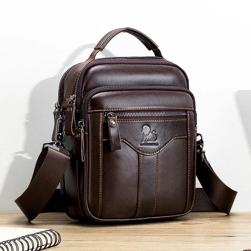Męska torba crossbody, modna skórzana torba, modna męska torba na ramię w stylu retro ze skóry bydlęcej — zdjęcie 2