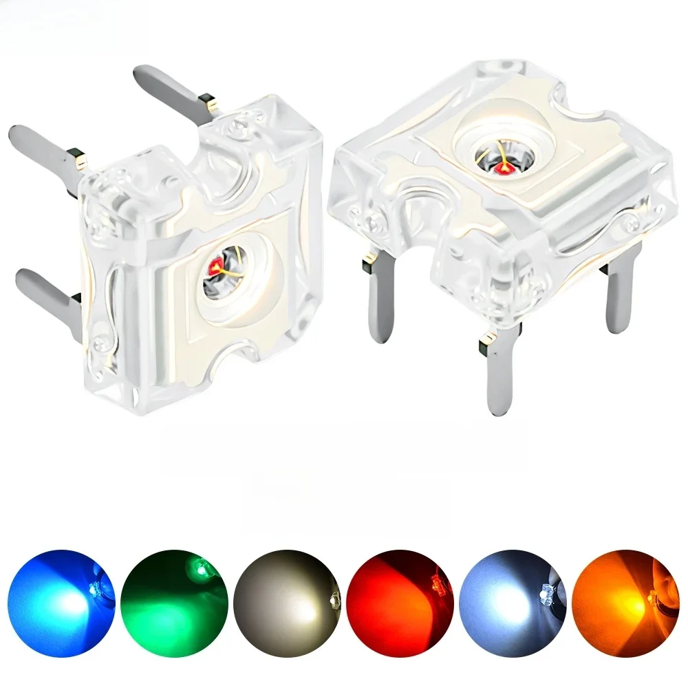 100szt 3mm Biały Czerwony Zielony Niebieski Żółty Piranha Flux Diode LED Dome Light Beads Szerokokątne Super Jasne Diody LED 4-Pinowe Żarówki — zdjęcie 2