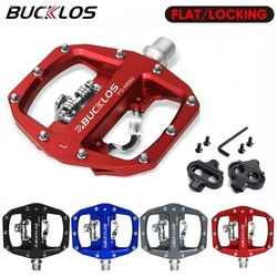 BUCKLOS Mtb Pedals for Bicycle Dual Function Side Pedal Platform Mountain Bike Clip Flat Pedals Fit SPD MTB Bicycle Paddle Part