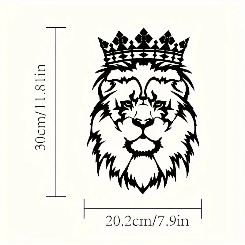 1PC Lion Crown Black Metal Wall Art, Animal Lover Gift Interior Design, Home Decoration, Gifts