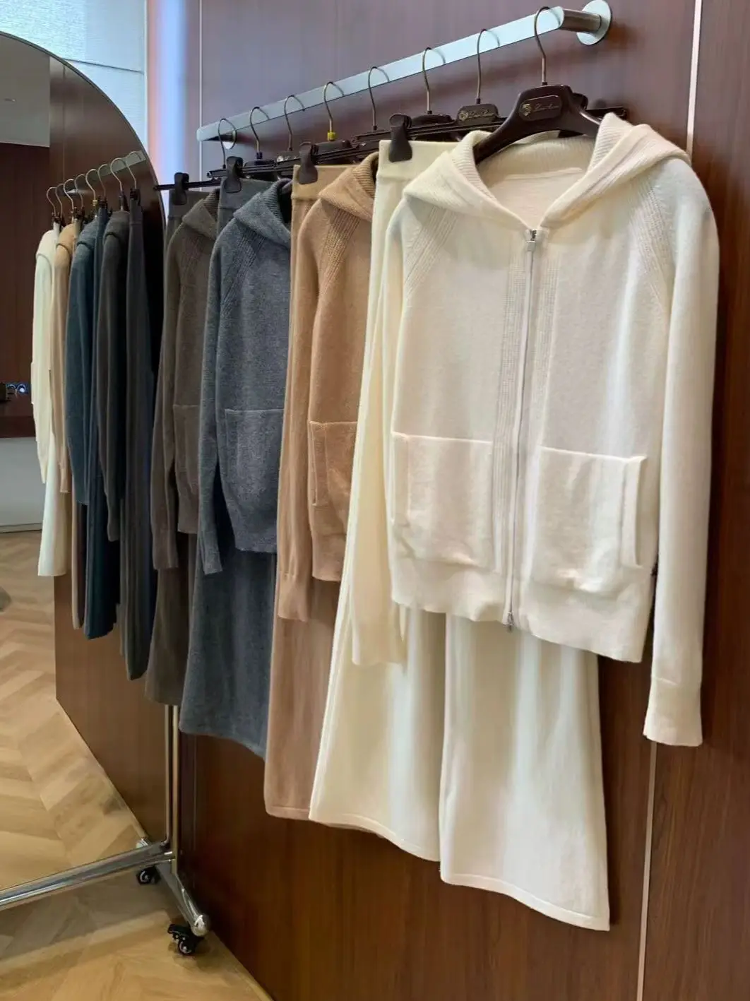 Casual Same Style Cashmere Hooded Knitted Set