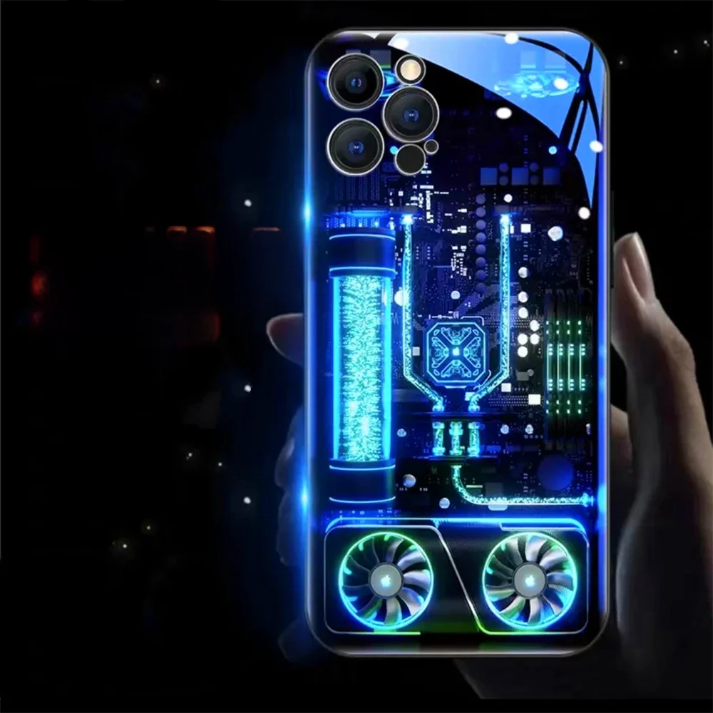 Luxus mechanische Chassis leuchtende Glas Telefon hülle LED Hintergrund beleuchtung Abdeckung für