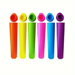 6  Molds, Reusable Silicone Ice Pop Molds, Multi Colors Popsicle Maker With Lids, Colorful Handheld Stick Ice Cream Molds