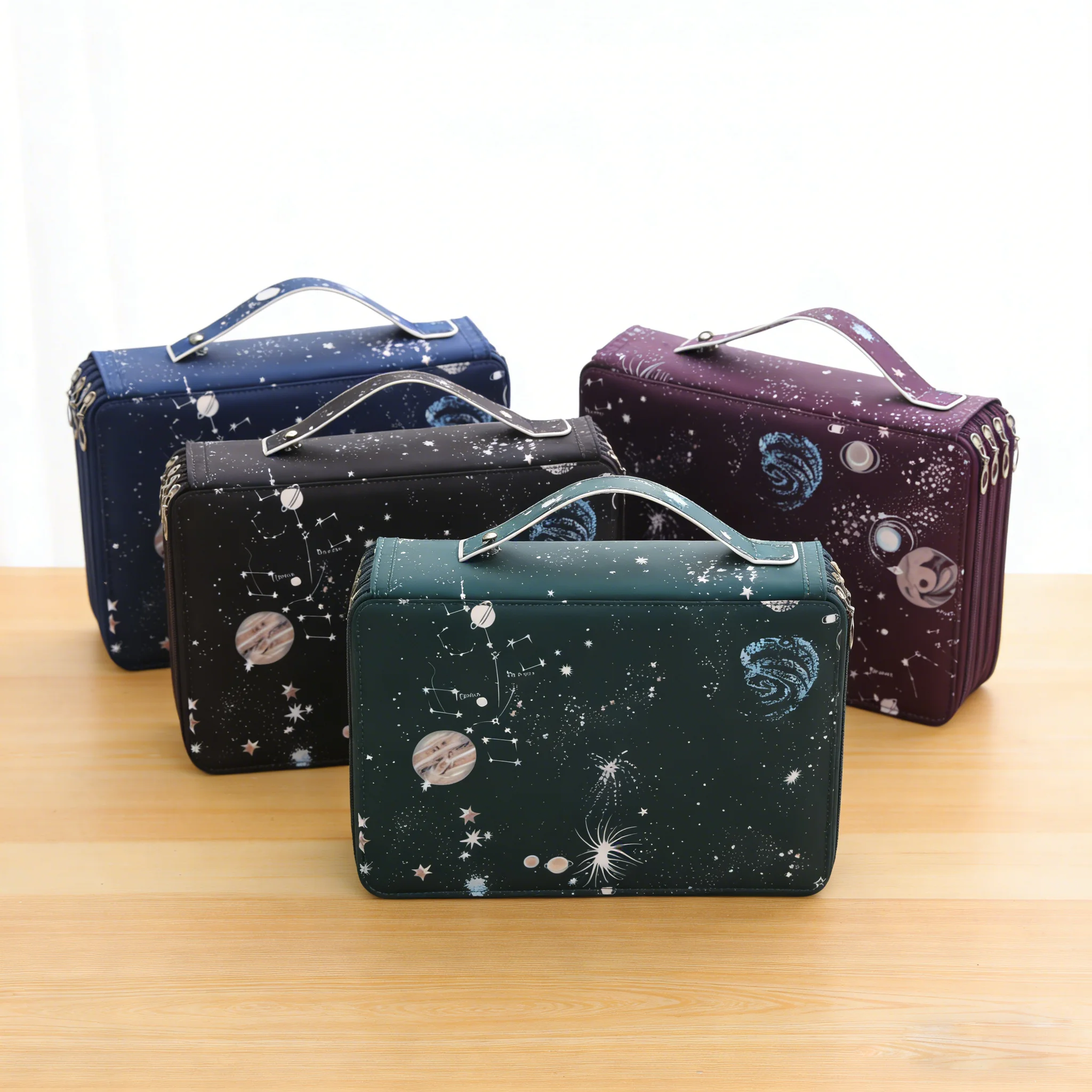 Pencil Case Designed with the Theme of the Milky Way Planet, Featuring 120/200/252/300 Slots, Comes with a Multi-Zipper Layered Structure, Can Organize Various Pens and Stationery Accessories, Portable and Lightweight Design, Suitable for Students to Organize Dorm Room Stationery and Office Workers to Organize Work Pens, Combines Both Aesthetics and Practical Storage, Is a Great Stationery Organizer for Multiple Groups.