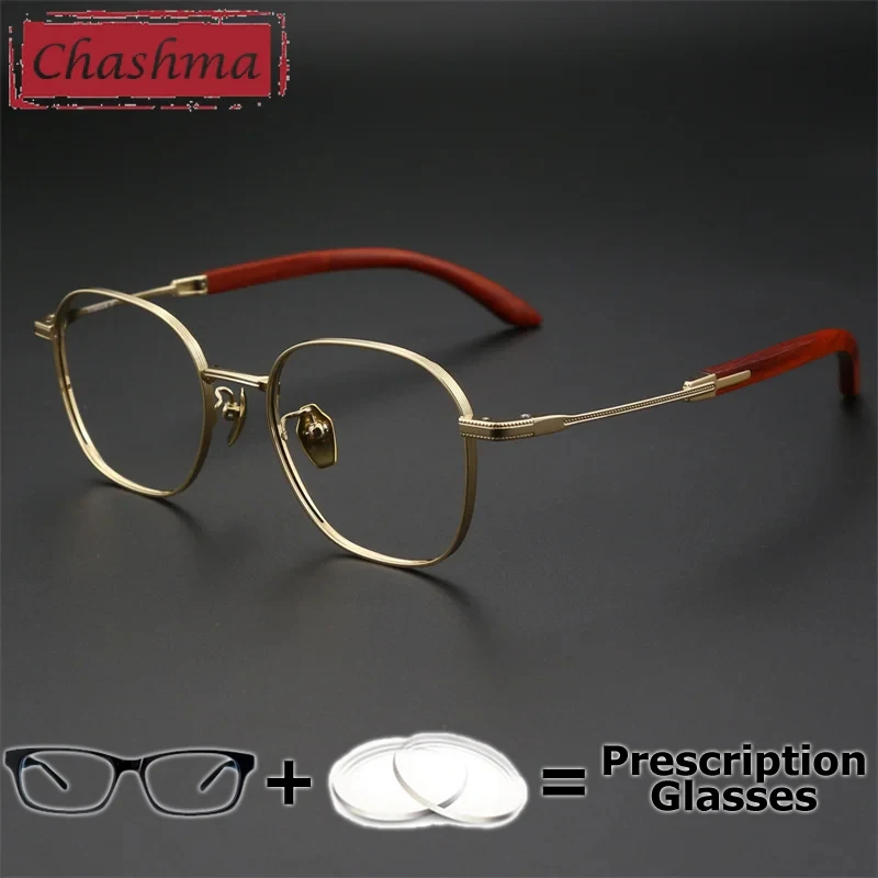 

Chashma Prescription Glasses Pure Titanium RoseWood Optical Eyeglasses Frame Myopia Lenses Multifocal Eyewear Reading Spectacles