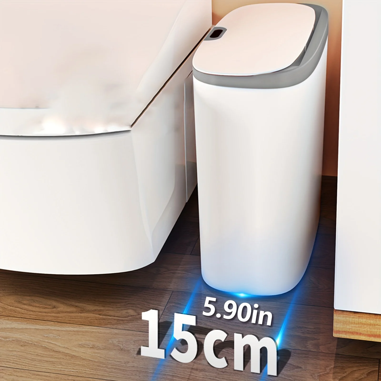 13L Motion Sensor Bathroom Trash Can with Lid,Small Automatic Garbage Can,Waterproof Narrow Trash bin for Kitchen,Office,Bedroom