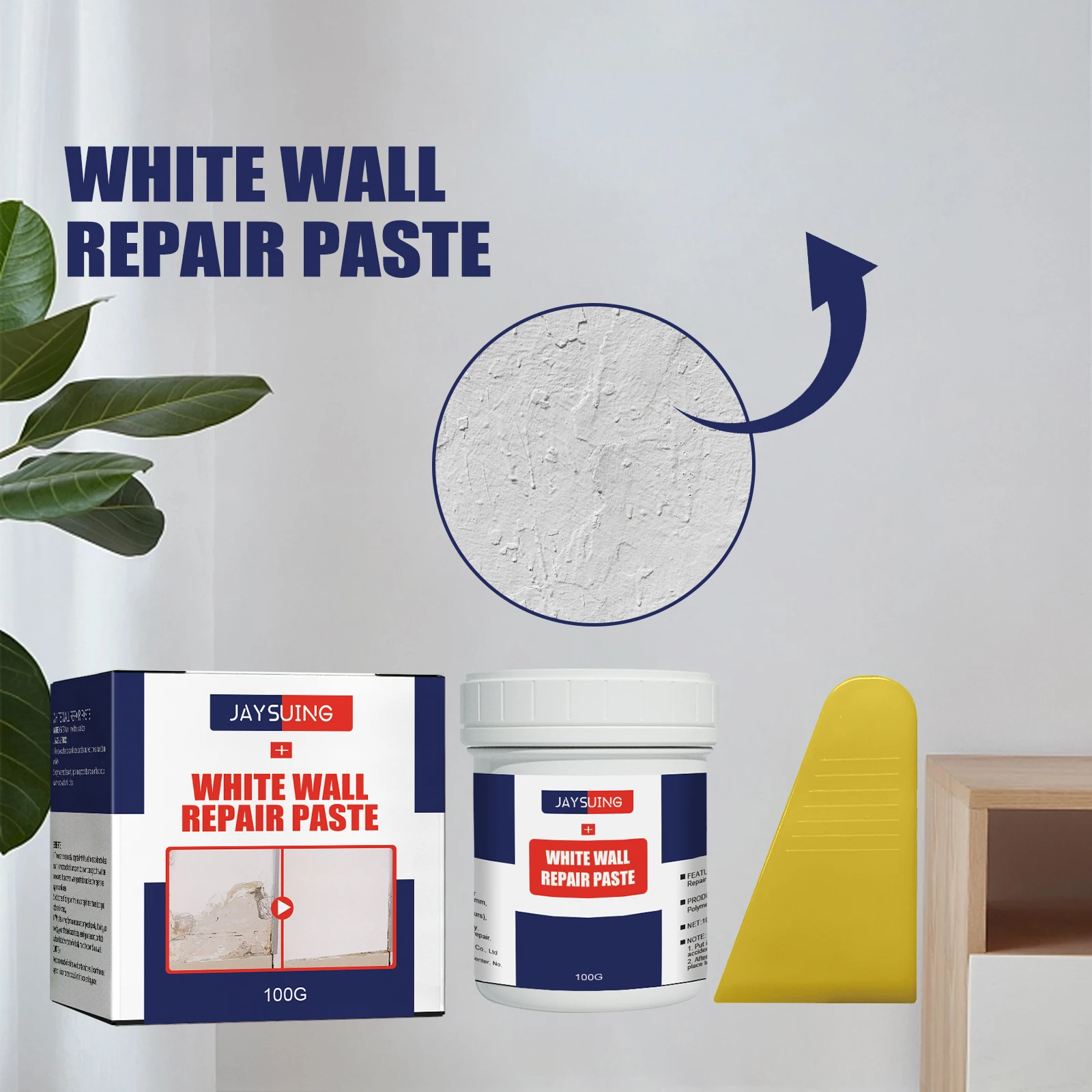 Jaysuing Waterproof Crack Mildew Resistant White Wall Repair Paste Crack Filling Stains Cleaner Wall Mending Cream