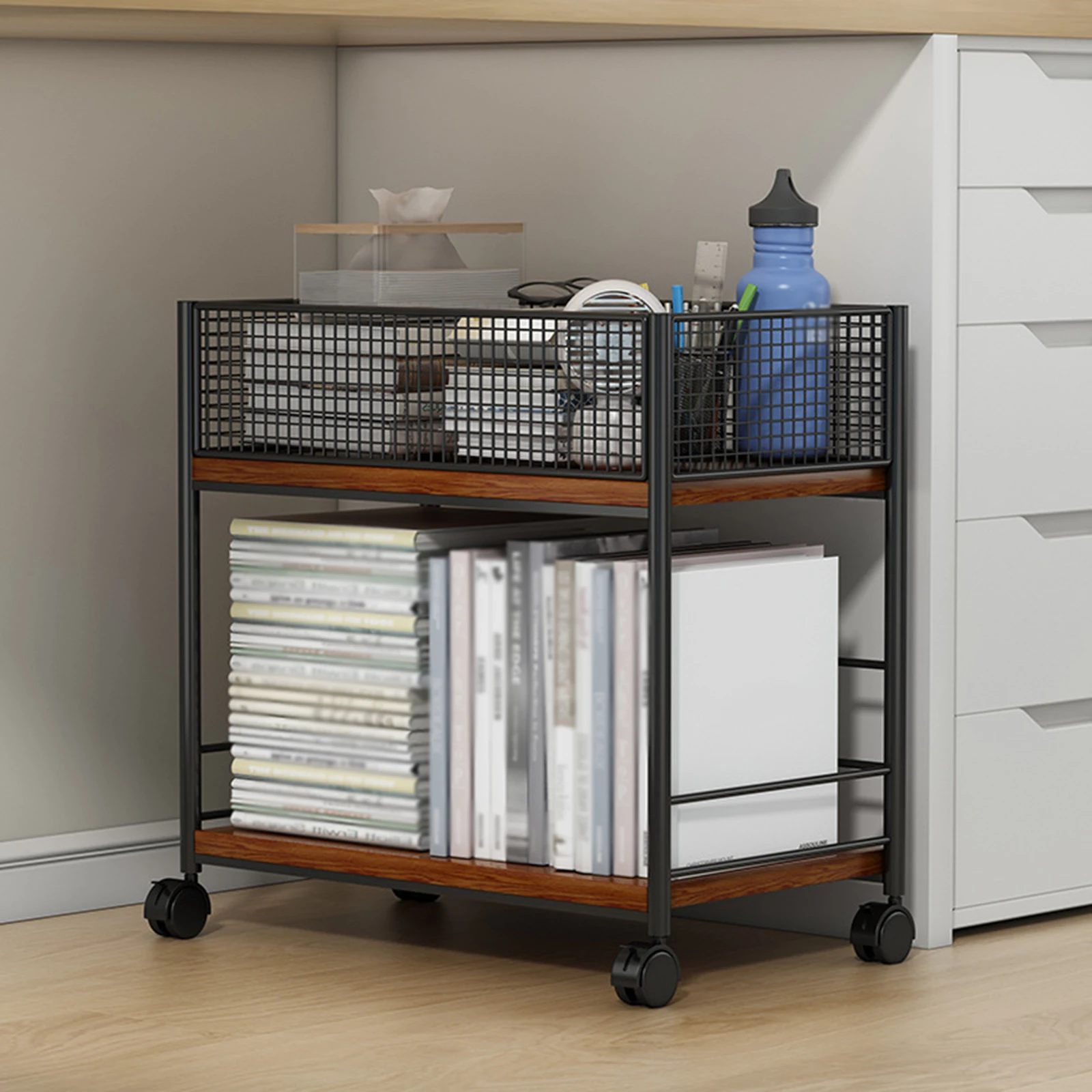 

Movable Bookshelf With Wheels Under Desk Organizer Rack Mesh Storage Shelf For Kids Room Dormitory Bedroom Student Bookcase