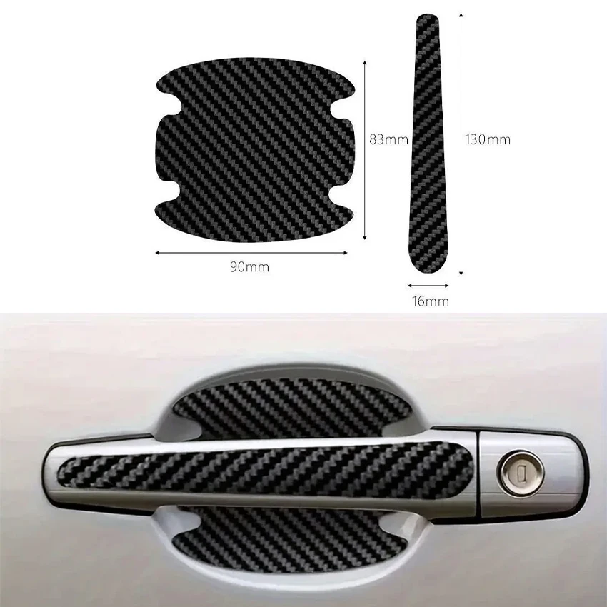 8PCS 3D Carbon Fiber Car Door Handle & Bowl Protective Stickers – Scratch-Proof Auto Decal