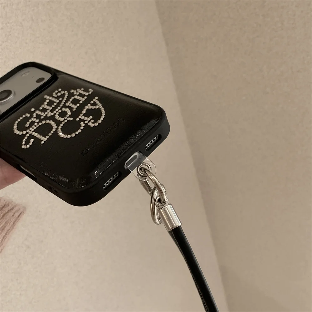 حافظة هاتف جلدية جديدة لا تبكي فتاة إنجليزية مع حبل معلق مناسبة لهاتف iPhone 17 Pro، 13، 14، 15، 16 Pro Max Anti Fall Fash