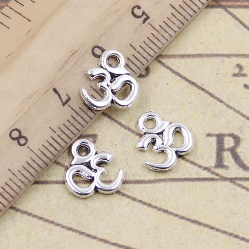 30 sztuk Charms joga Om 10x10mm tybetański srebrny kolor wisiorki antyczna biżuteria Making DIY Handmade Craft — zdjęcie 2
