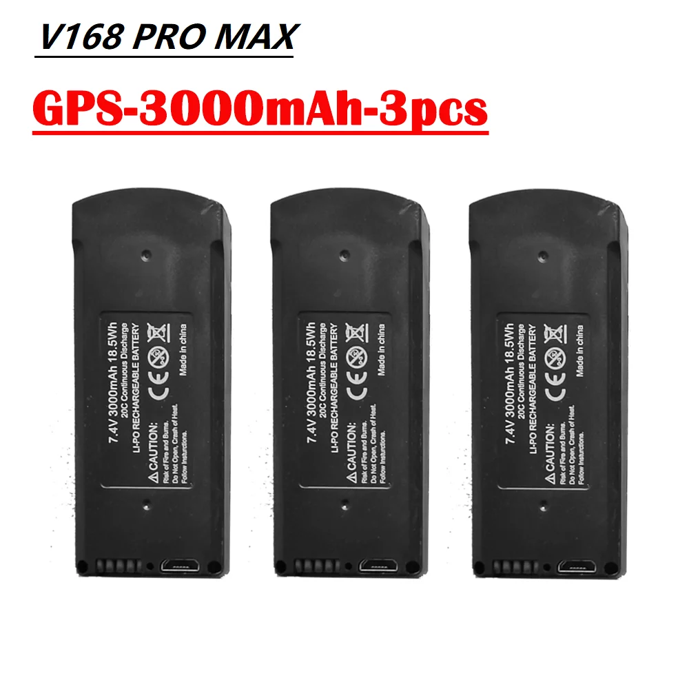 

4PCS Original V168 GPS Battery 7.4V 3000mAh For V168Pro Max Drone 7.4V 3000mAh Battery For V168 RC Quadcopter Accessories Part