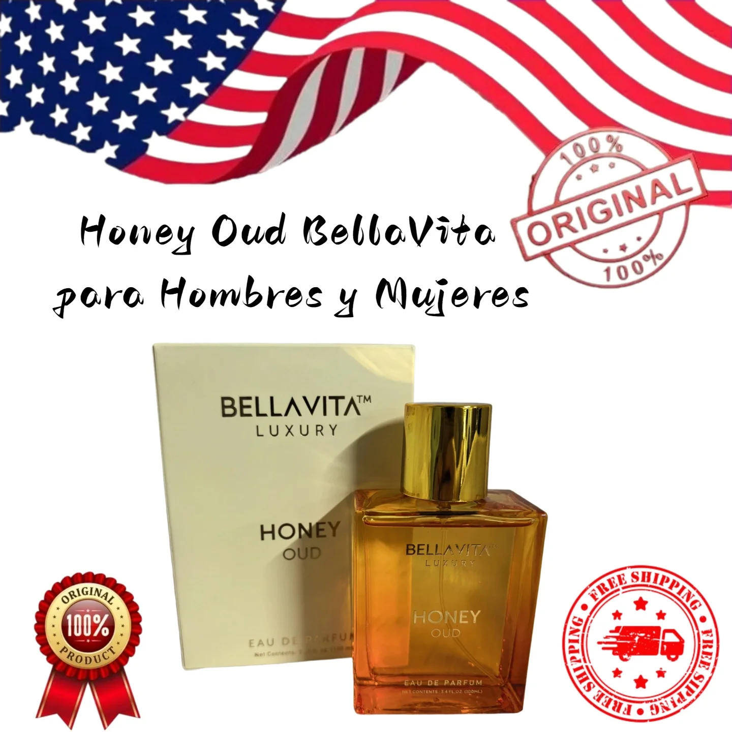

BellaVita Luxury Honey Oud Eau de Parfum 3.4 fl. oz| Patchouli, Vanilla, Ber Luxury perfume a birthday or Valentine's Day gift