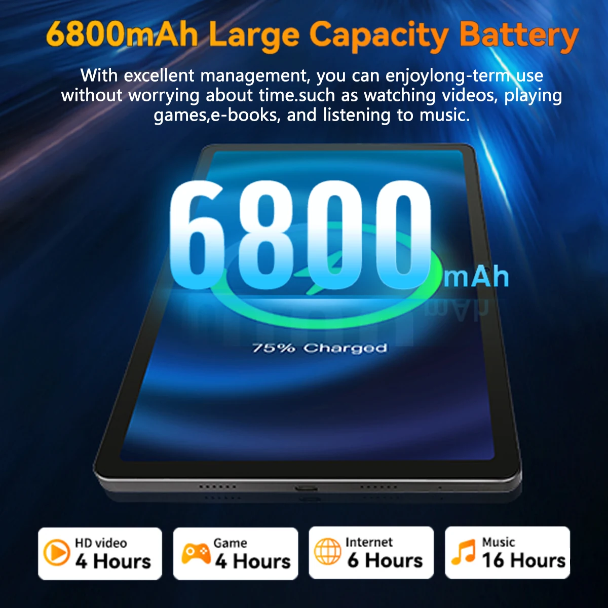 C9 + 11 pollici Tablet HD Display Android 14 processore Octa-Core 12GB RAM + 128GB ROM(1TB TF) 5MP + 13MP batteria 6800mAh con schermo diviso