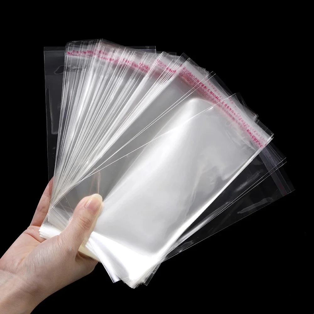 Sacs en Poly refermables, différents modèles, sacs en plastique Opp transparents, sac de fabrication de bijoux auto-adhésif, 100 pièces/lot