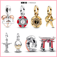 Original Charms 925 Silver Number 7 Poker Chip Charms Beads Fits 3mm Original Bracelet For Women DIY Fine Jewelry Gifts New in